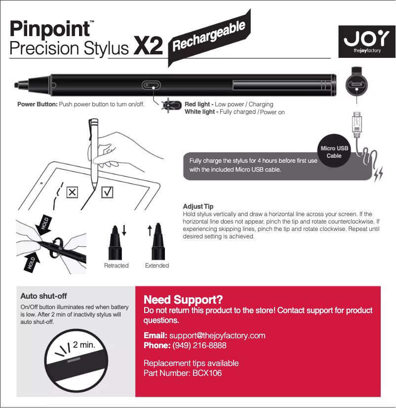 Page 1 de la notice Manuel utilisateur The Joy Factory X2