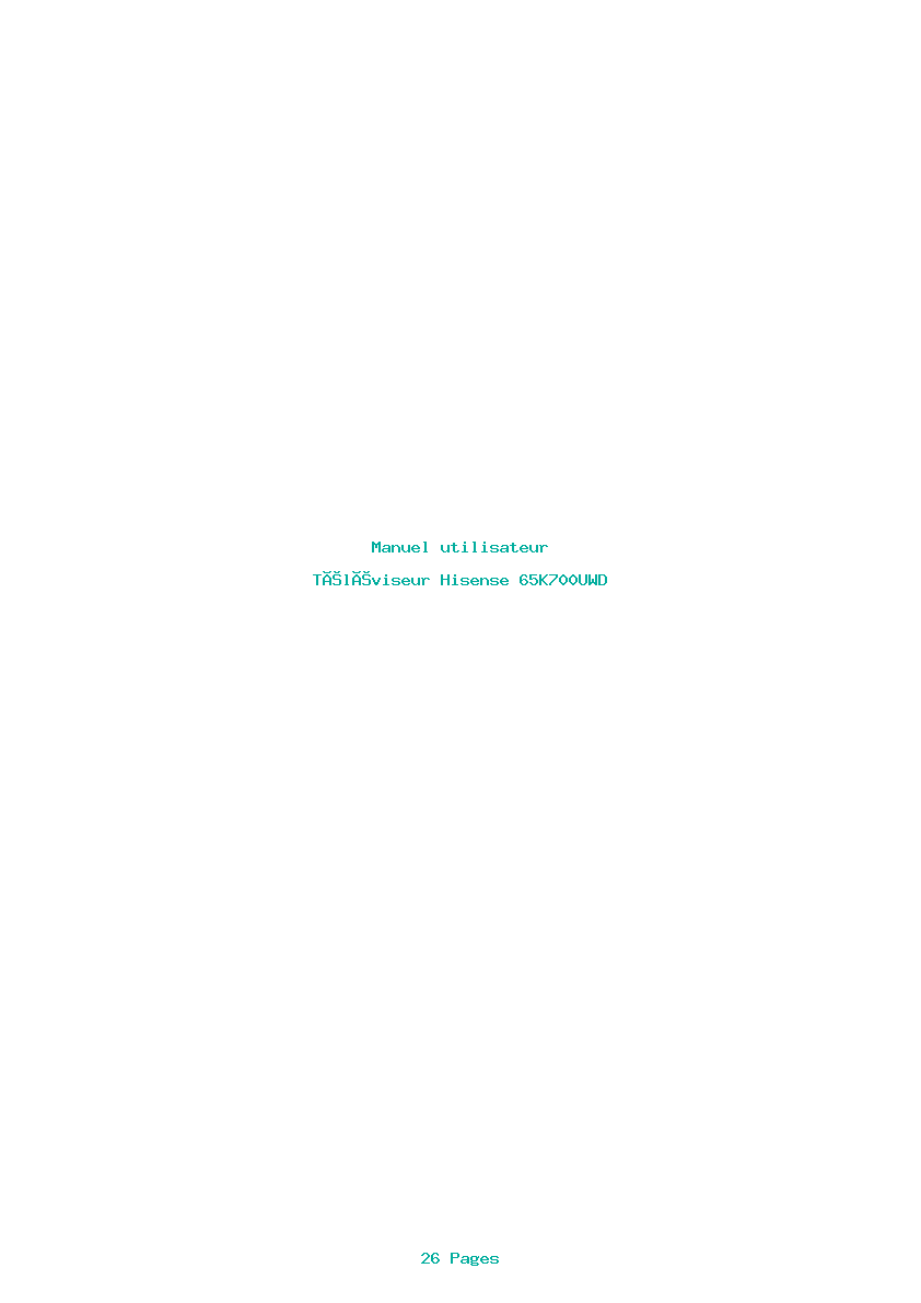 Page 1 de la notice Manuel utilisateur Hisense 65K700UWD
