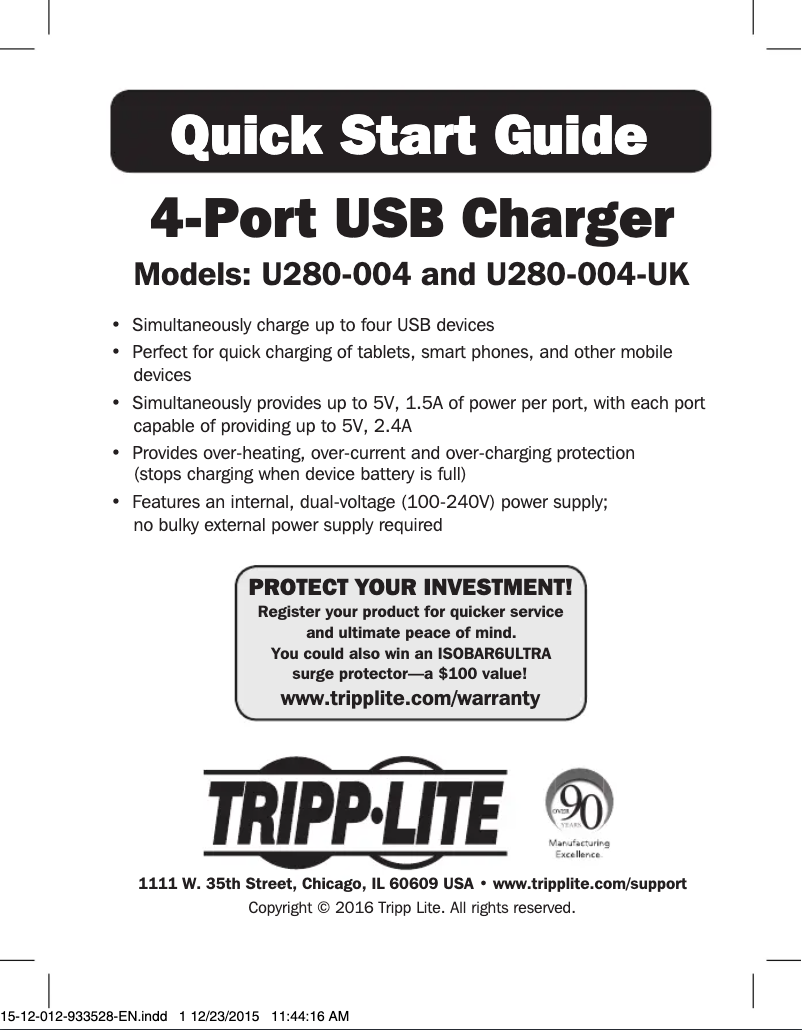 Page 1 de la notice Manuel utilisateur Tripp Lite U280-004-UK