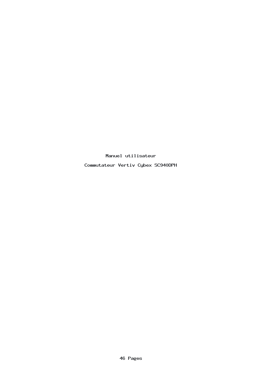 Page 1 de la notice Manuel utilisateur Vertiv Cybex SC940DPH