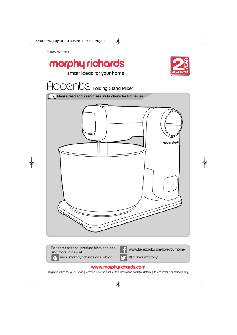 Page 1 de la notice Manuel utilisateur Morphy Richards Accents 400403