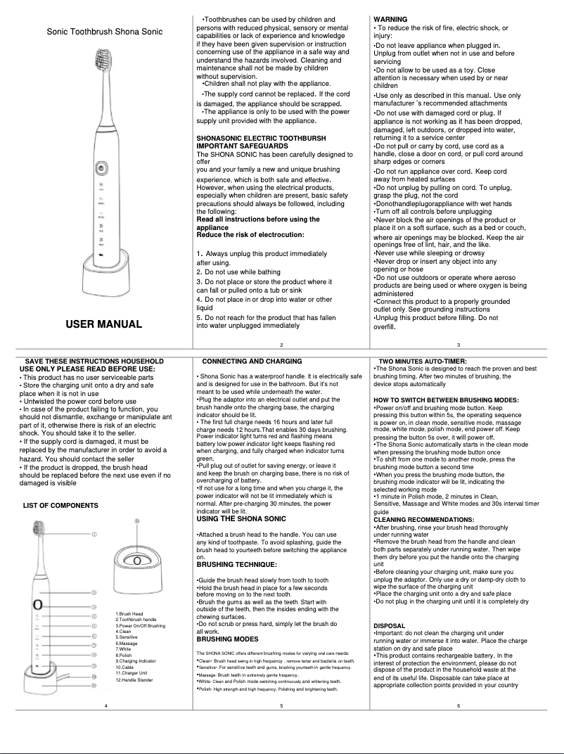 Página 1 del manual Manual de usuario Shona Sonic