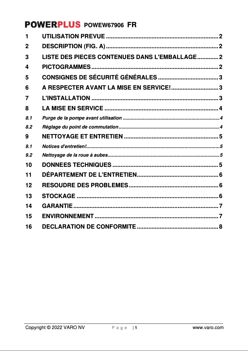 Page 1 of the manual User Manual PowerPlus POWEW67906