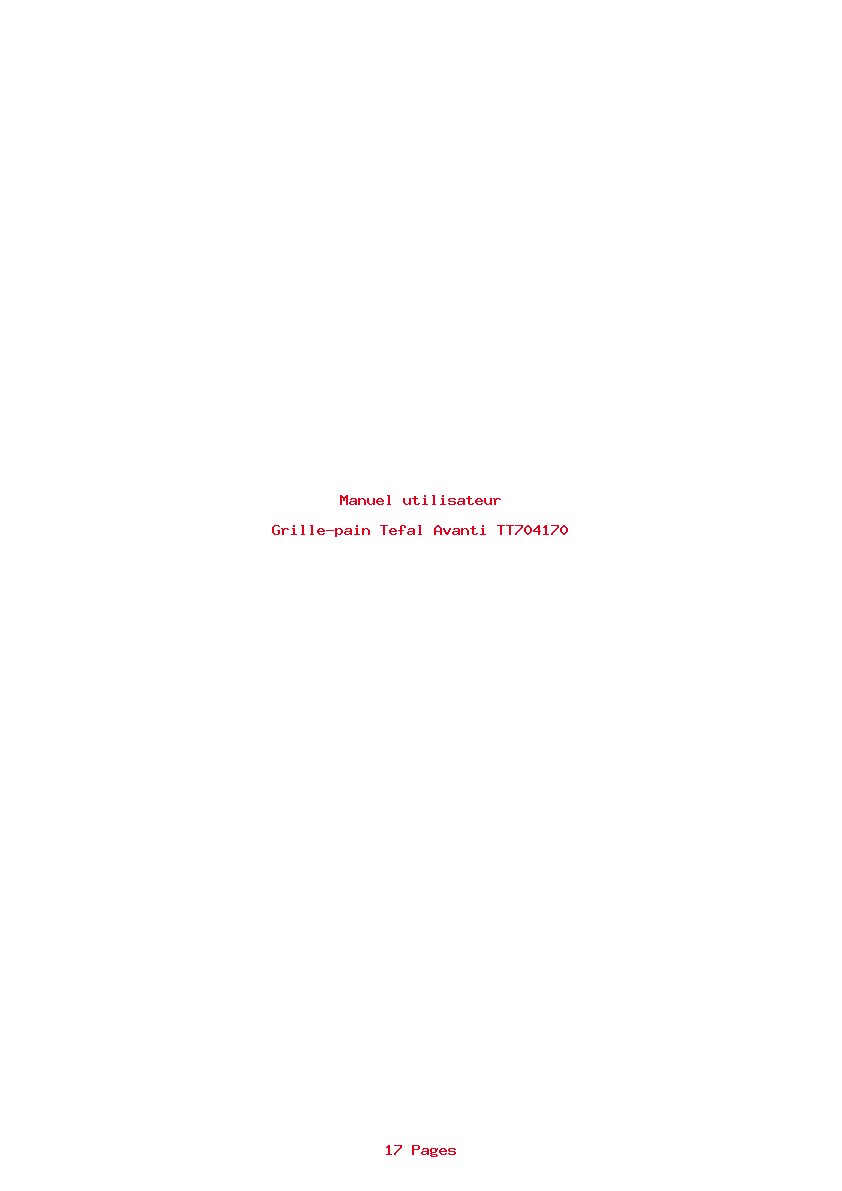 Page 1 de la notice Manuel utilisateur Tefal Avanti TT704170