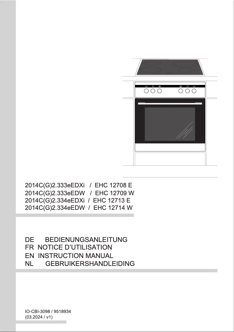 Page 1 de la notice Manuel utilisateur Amica EHC 12714 W