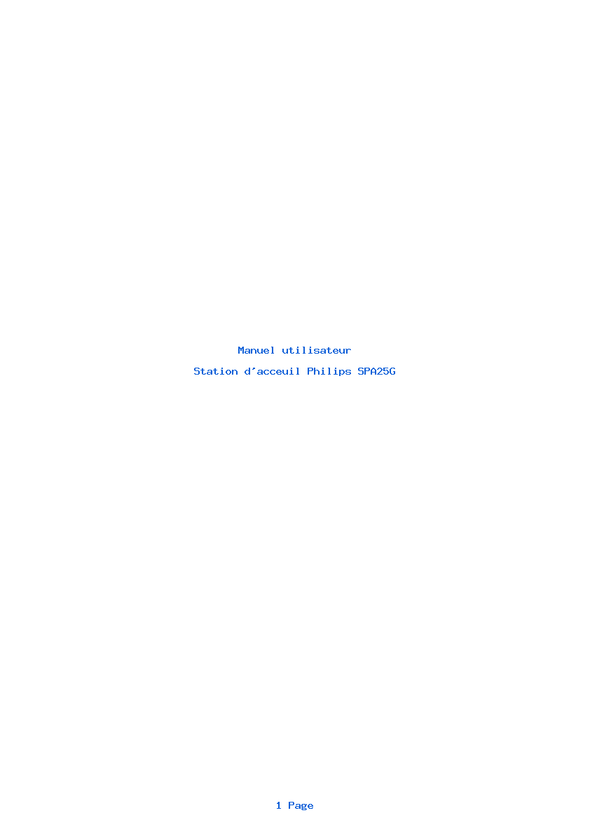 Page 1 de la notice Manuel utilisateur Philips SPA25G