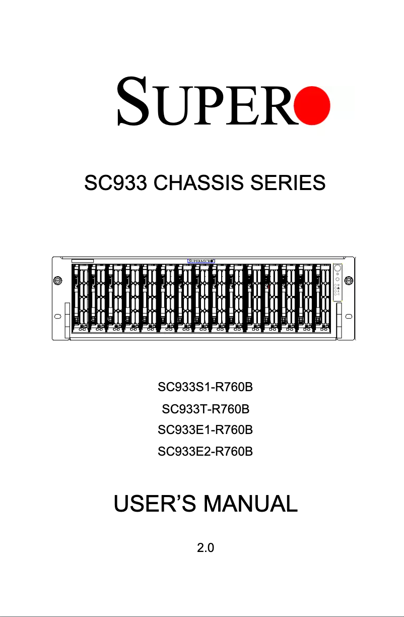 Page 1 de la notice Manuel utilisateur Supermicro SuperChassis SC933