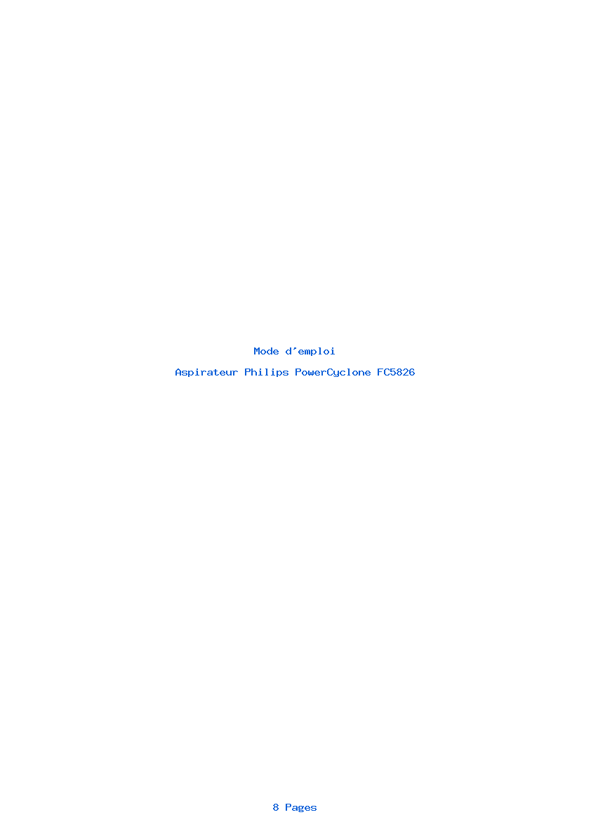 Page 1 de la notice Mode d'emploi Philips PowerCyclone FC5826