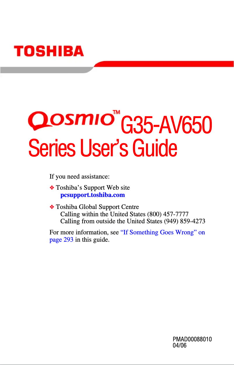 Página 1 del manual Manual de usuario Toshiba Qosmio G35