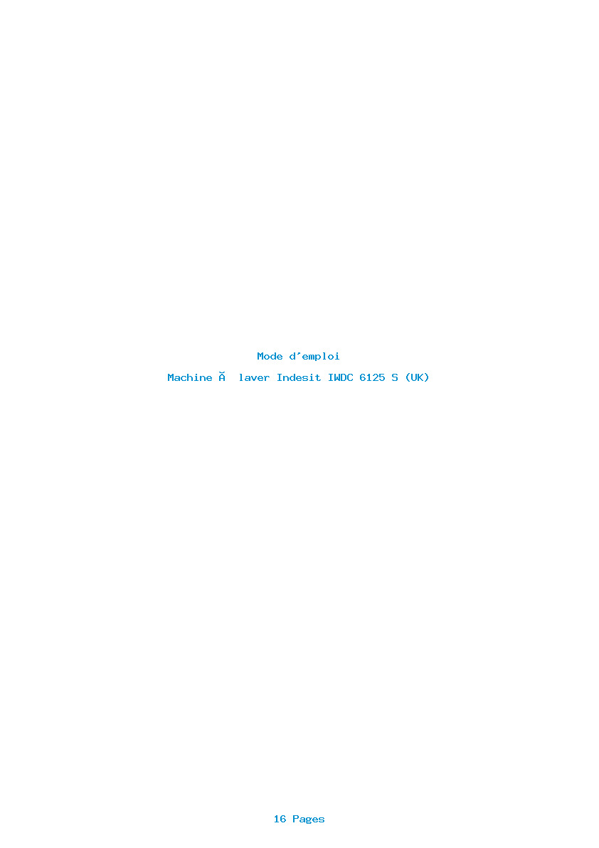 Page 1 de la notice Mode d'emploi Indesit IWDC 6125 S (UK)