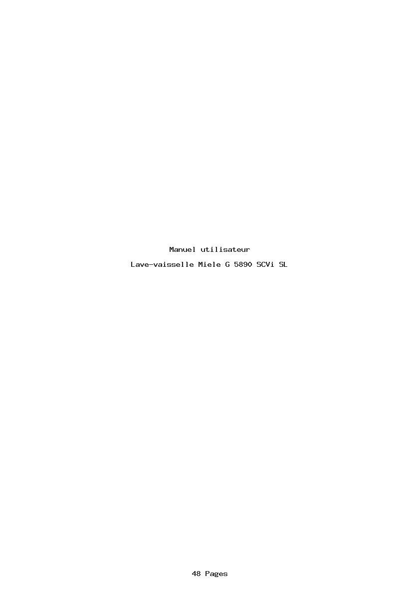 Page 1 de la notice Manuel utilisateur Miele G 5890 SCVi SL