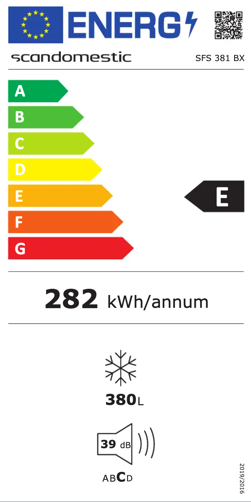 Page 1 of the manual Energy Label Scandomestic SFS 381 BX