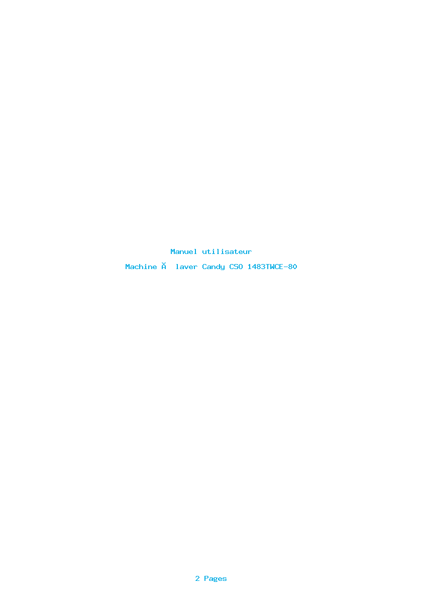 Page 1 de la notice Manuel utilisateur Candy CSO 1483TWCE-80
