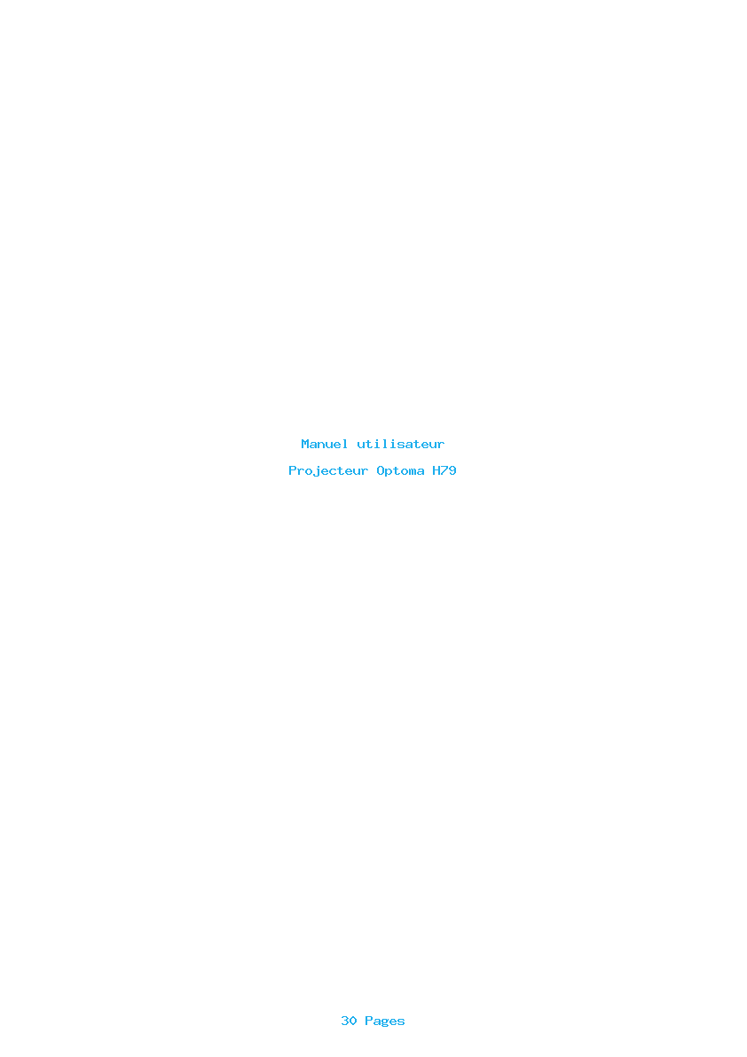 Page 1 de la notice Manuel utilisateur Optoma H79