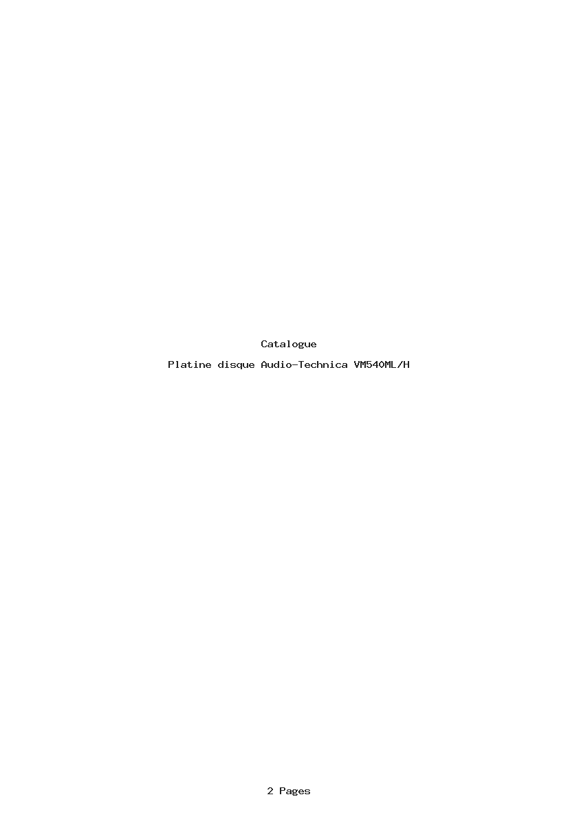 Page 1 de la notice Catalogue Audio-Technica VM540ML/H