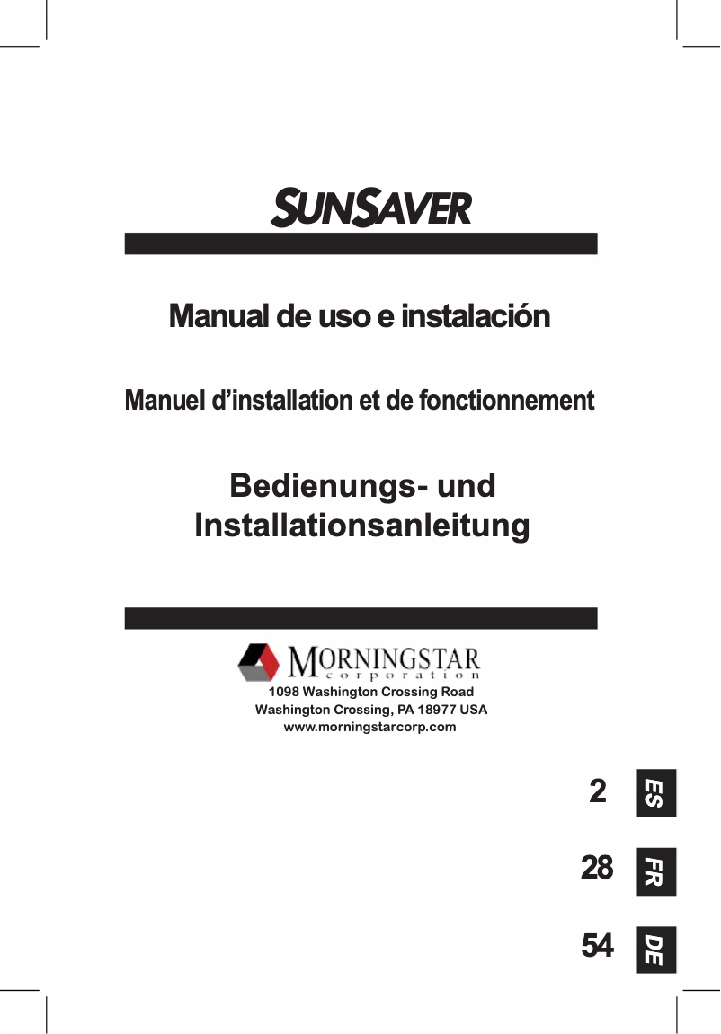 Page 1 de la notice Manuel utilisateur Morningstar SunSaver SS-20L