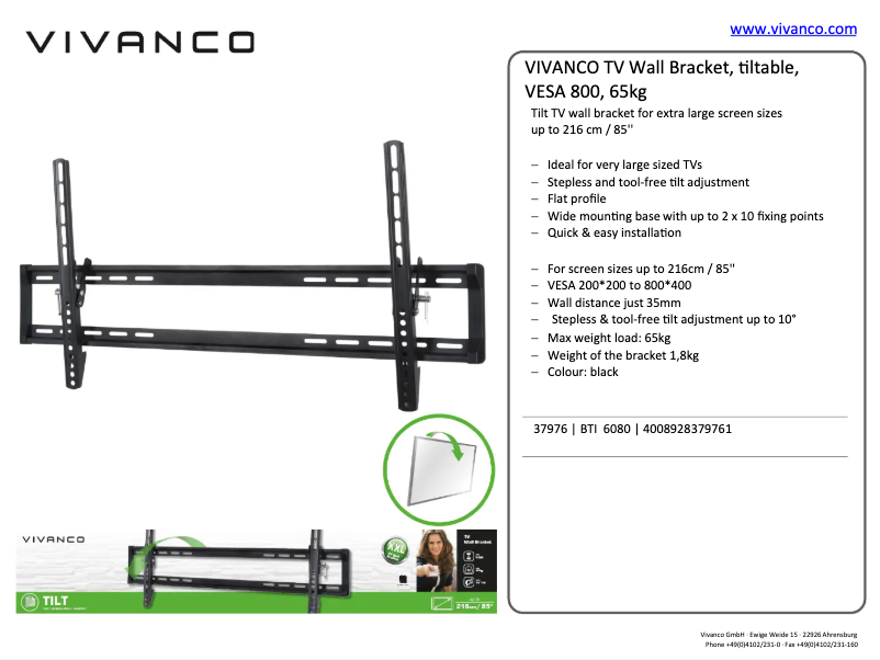 Page 1 de la notice Manuel utilisateur Vivanco BTI 6080