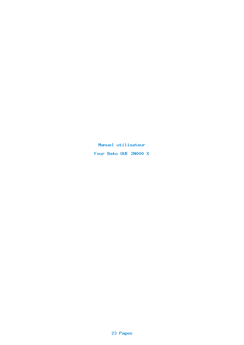 Page 1 de la notice Manuel utilisateur Beko OUE 2N000 X