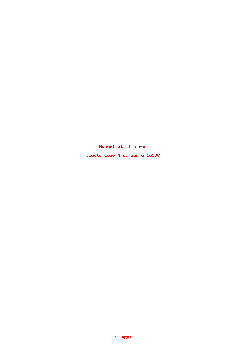 Page 1 de la notice Manuel utilisateur Lego Mrs. Bunny 10168