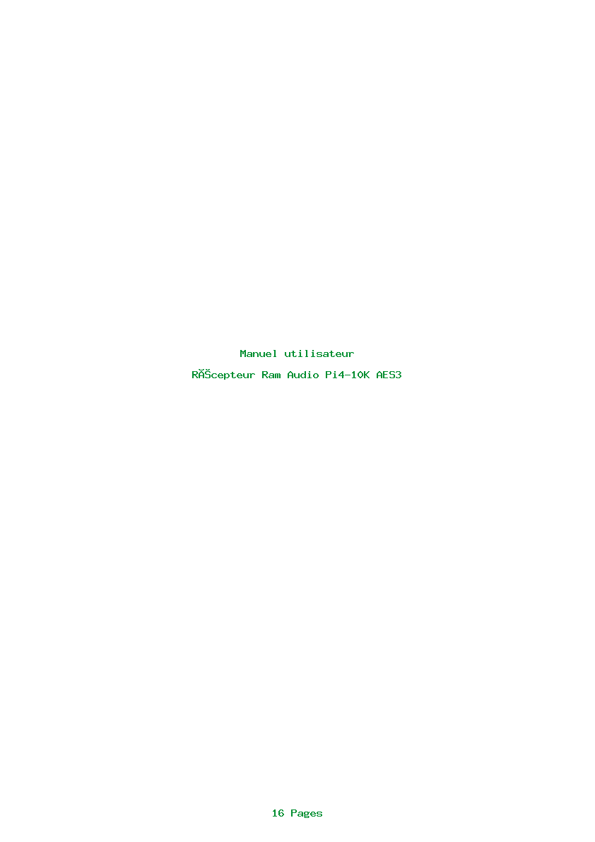 Page 1 de la notice Manuel utilisateur Ram Audio Pi4-10K AES3