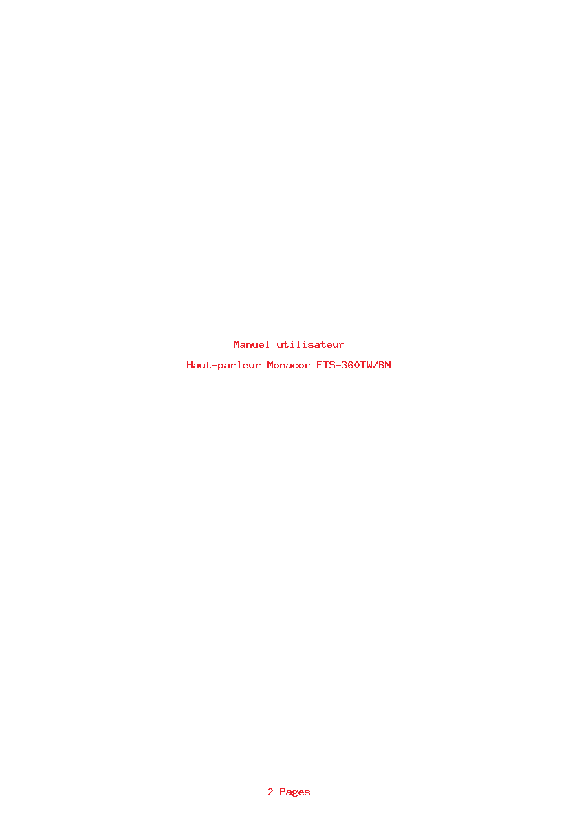 Page 1 de la notice Manuel utilisateur Monacor ETS-360TW/BN