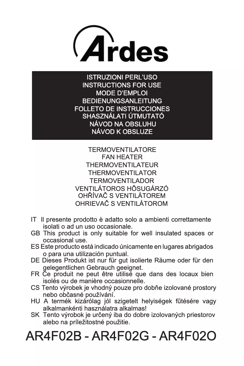 Page 1 de la notice Manuel utilisateur Ardes AR4F02B