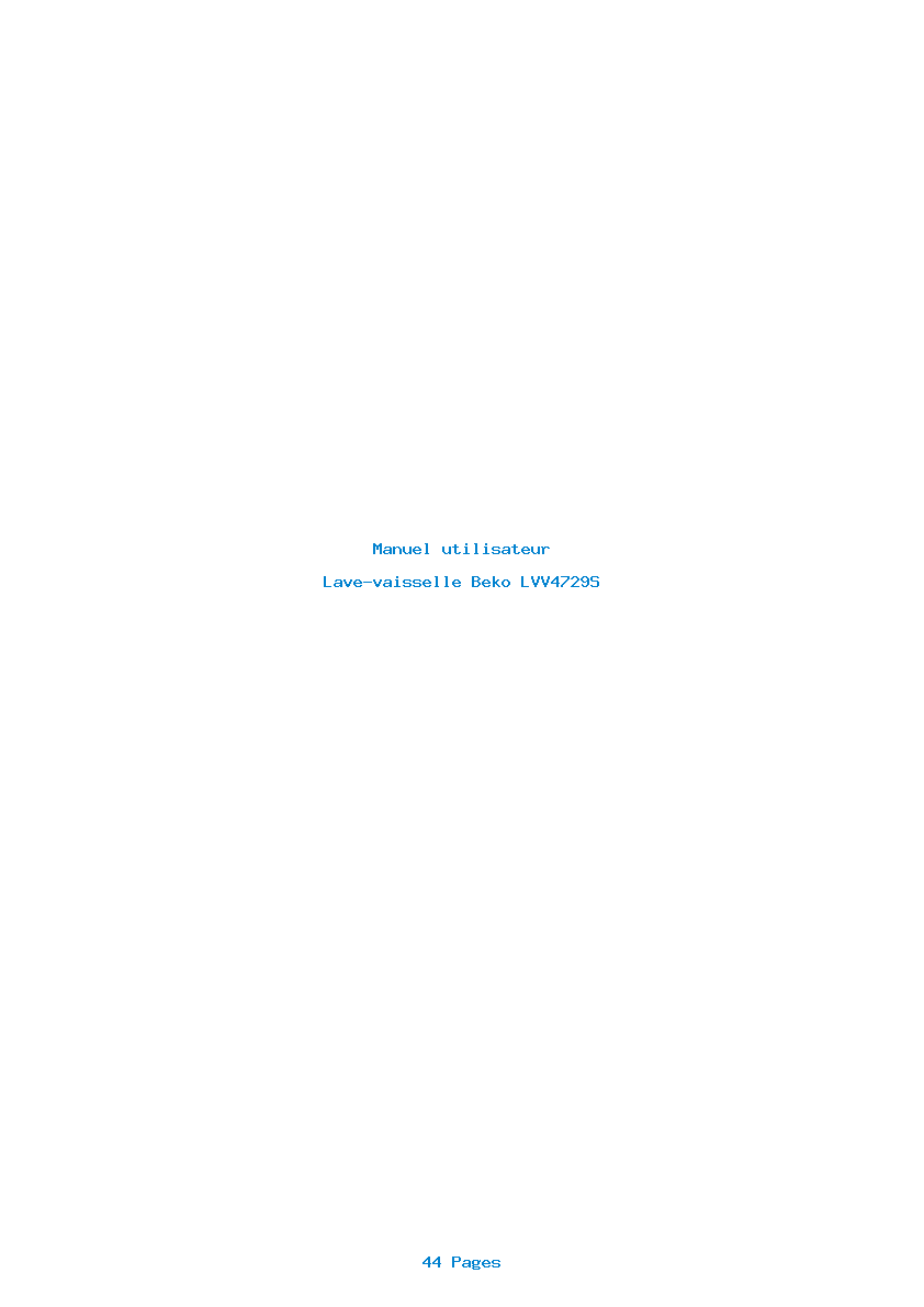 Page 1 de la notice Manuel utilisateur Beko LVV4729S