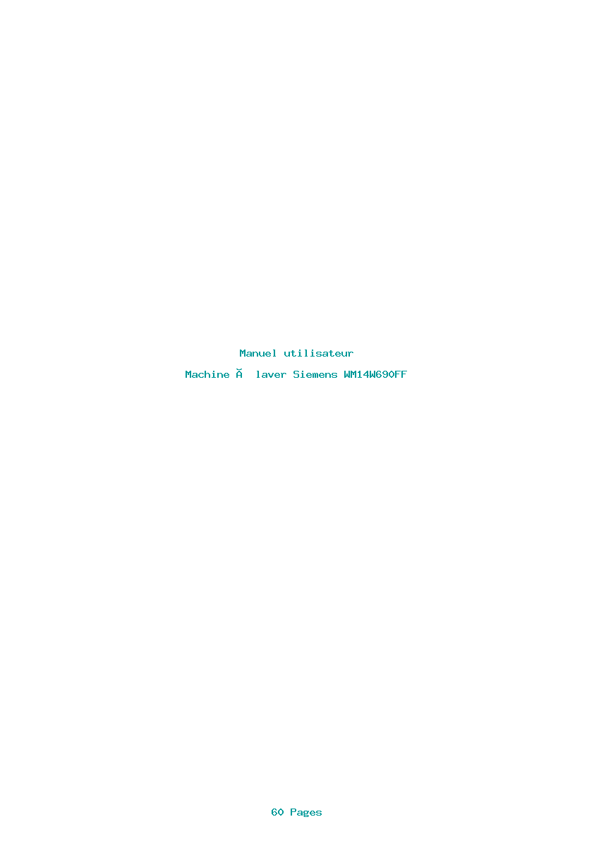 Page 1 de la notice Manuel utilisateur Siemens WM14W690FF