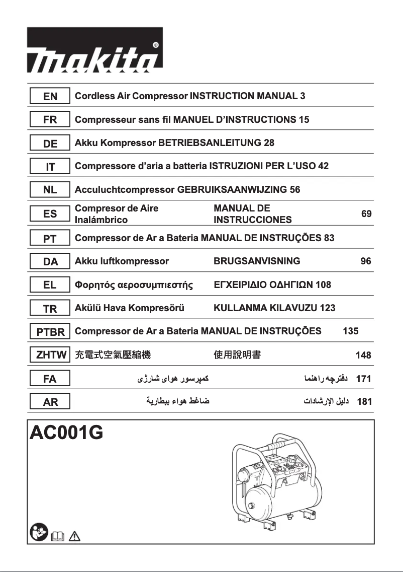 Page 1 de la notice Manuel utilisateur Makita AC001G