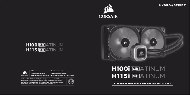 Page 1 de la notice Manuel utilisateur Corsair Hydro Series H100i RGB Platinum