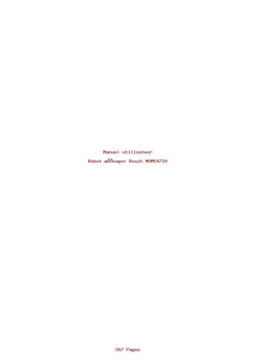 Page 1 de la notice Manuel utilisateur Bosch MUM54720