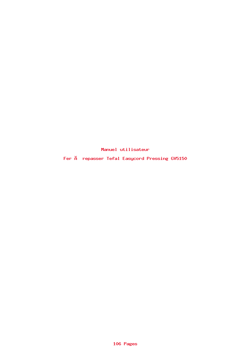 Page 1 de la notice Manuel utilisateur Tefal Easycord Pressing GV5150