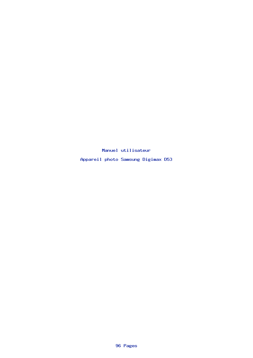 Page 1 de la notice Manuel utilisateur Samsung Digimax D53