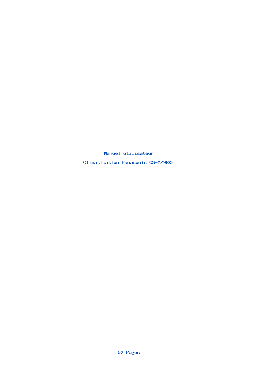 Page 1 de la notice Manuel utilisateur Panasonic CS-AZ9RKE