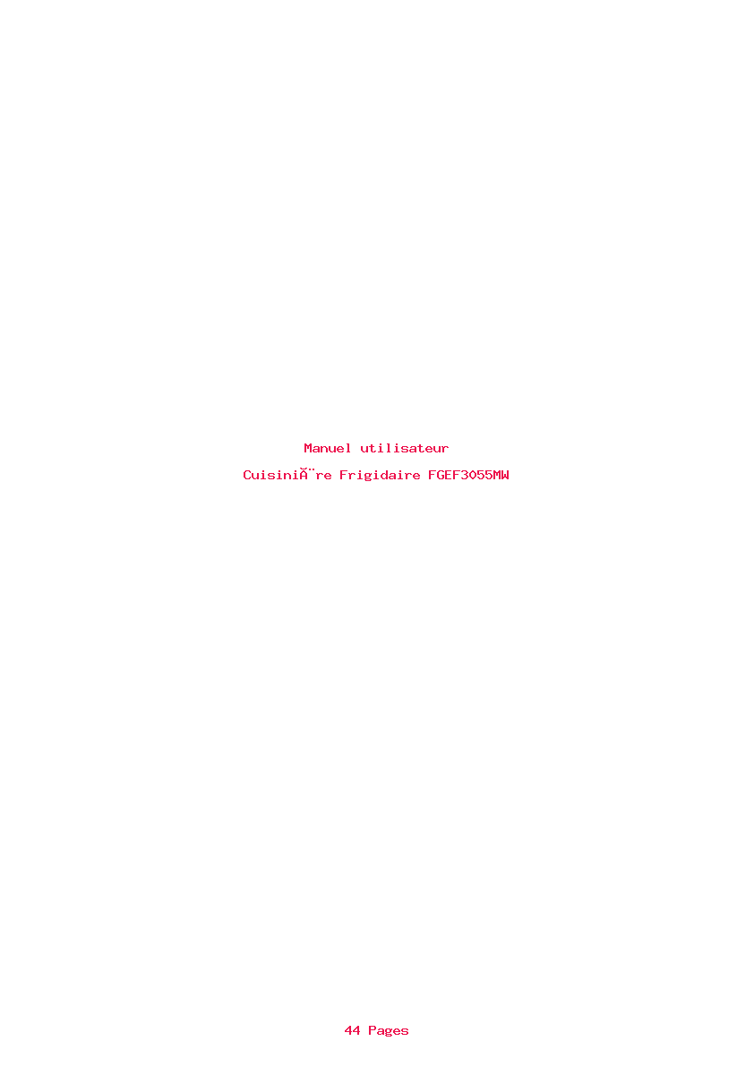 Page 1 de la notice Manuel utilisateur Frigidaire FGEF3055MW