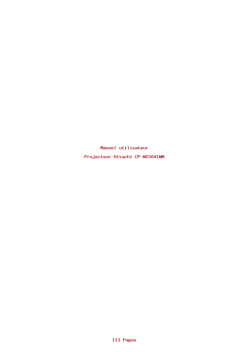 Page 1 de la notice Manuel utilisateur Hitachi CP-WX3041WN