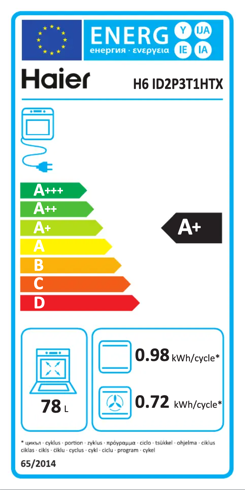Página 1 del manual Etiqueta energética Haier H6 ID2P3T1HTX