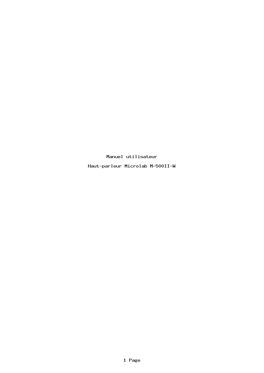 Page 1 de la notice Manuel utilisateur Microlab M-500II-W