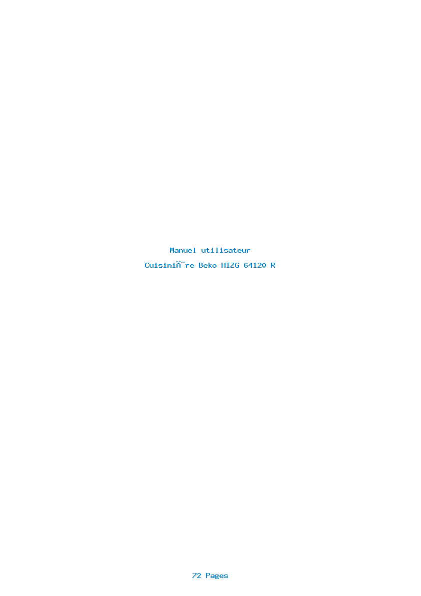 Page 1 de la notice Manuel utilisateur Beko HIZG 64120 R
