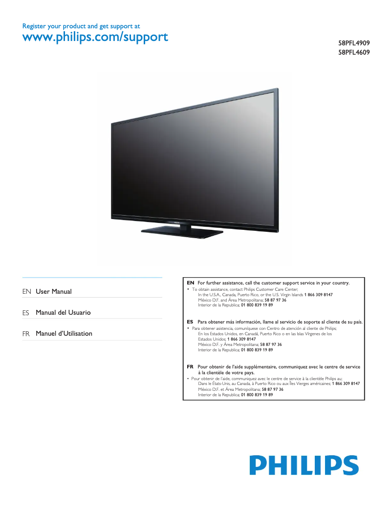 Page 1 of the manual User Manual Philips 58PFL4909