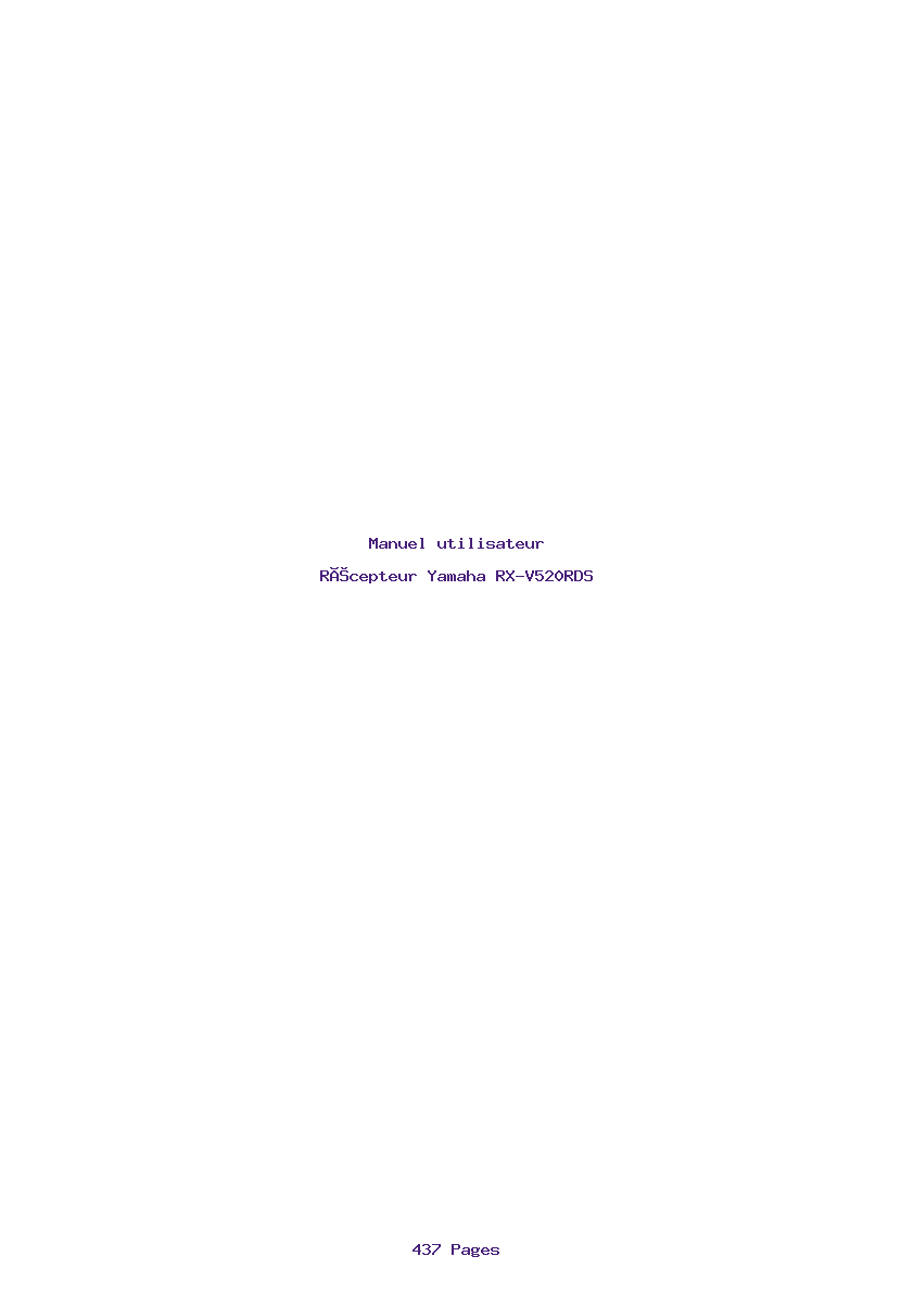 Page 1 de la notice Manuel utilisateur Yamaha RX-V520RDS