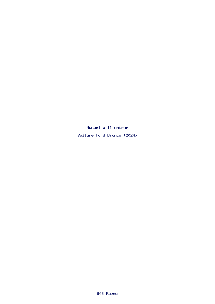 Page 1 de la notice Manuel utilisateur Ford Bronco (2024)