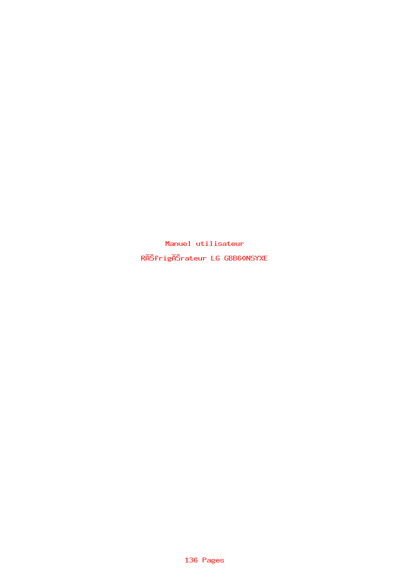 Page 1 de la notice Manuel utilisateur LG GBB60NSYXE