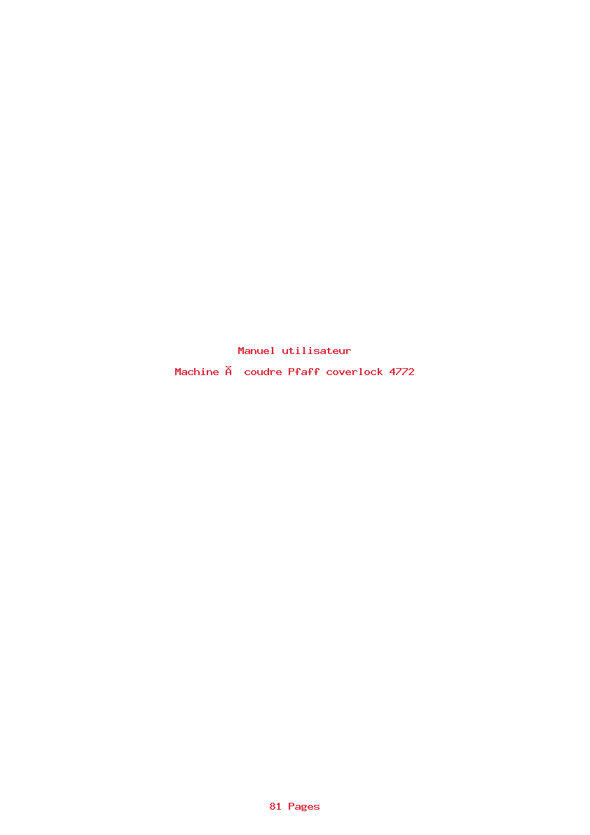 Page 1 de la notice Manuel utilisateur Pfaff coverlock 4772