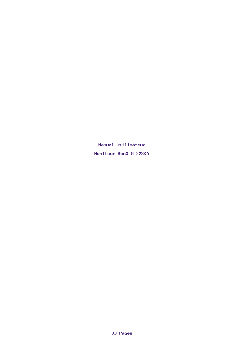 Page 1 de la notice Manuel utilisateur BenQ GL2230A
