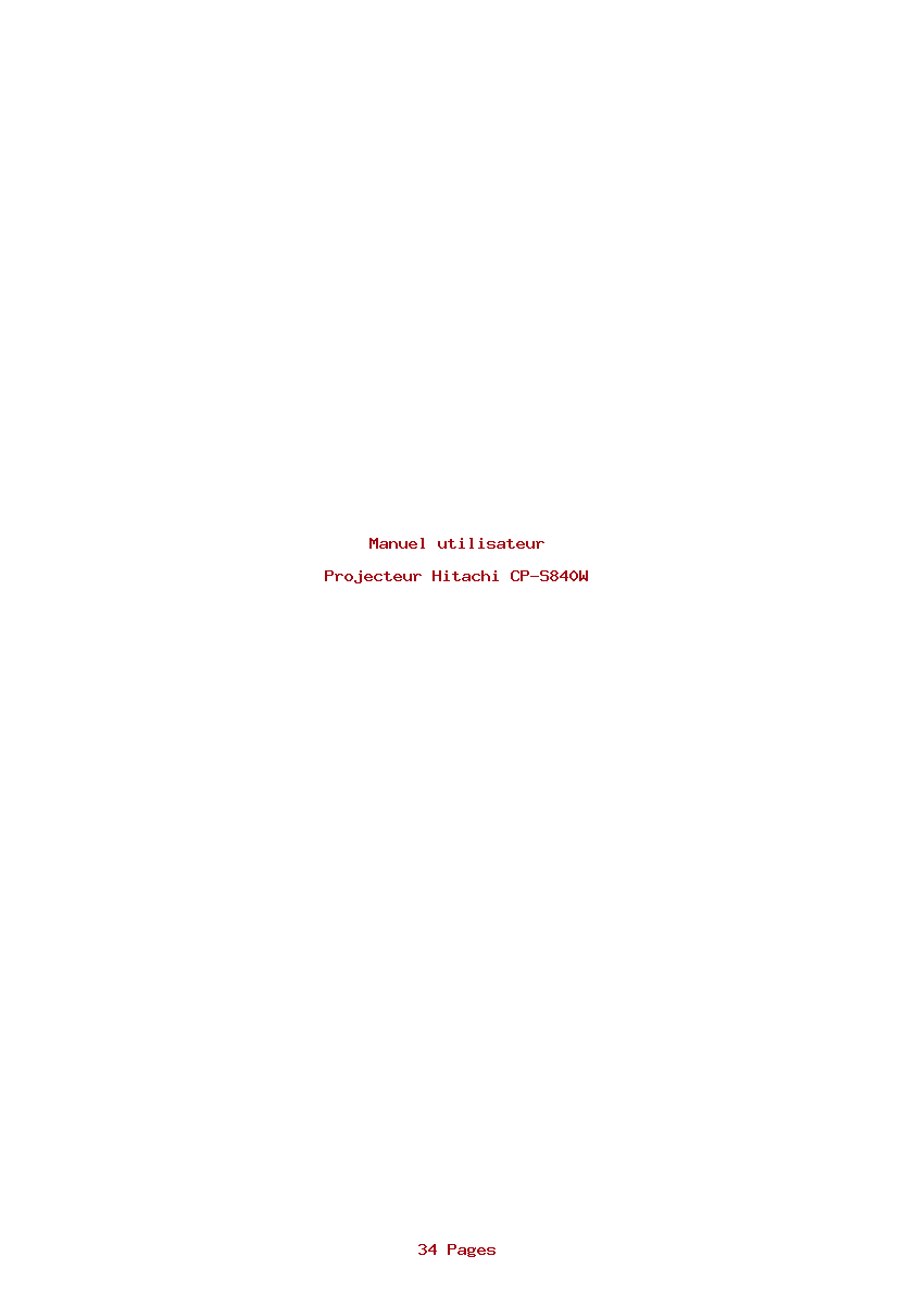 Page 1 de la notice Manuel utilisateur Hitachi CP-S840W