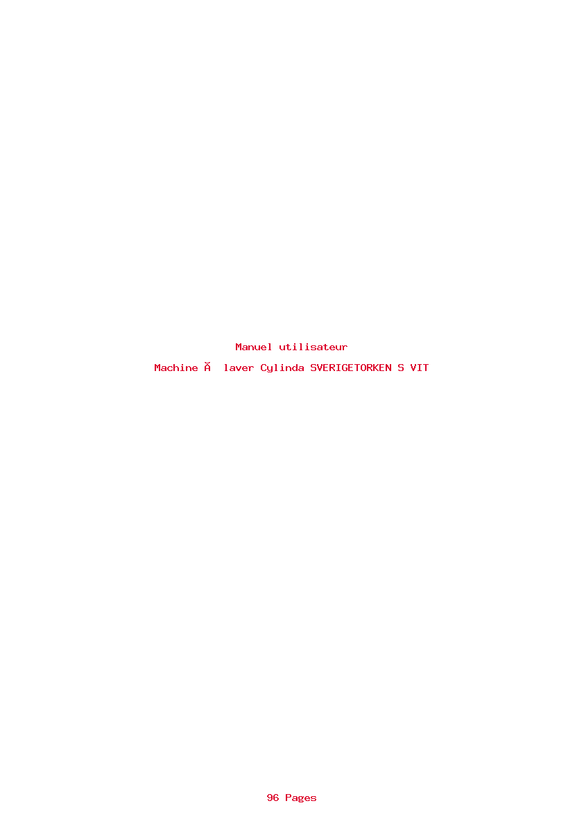 Page 1 de la notice Manuel utilisateur Cylinda SVERIGETORKEN S VIT