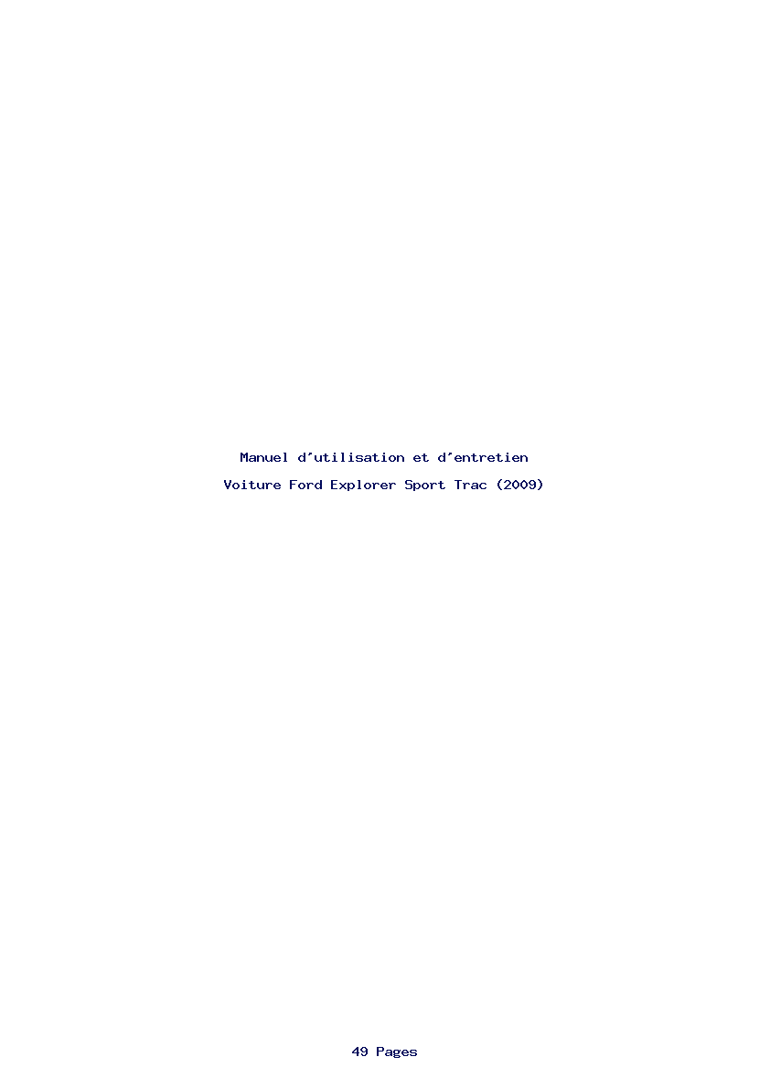 Page 1 de la notice Manuel d'utilisation et d'entretien Ford Explorer Sport Trac (2009)