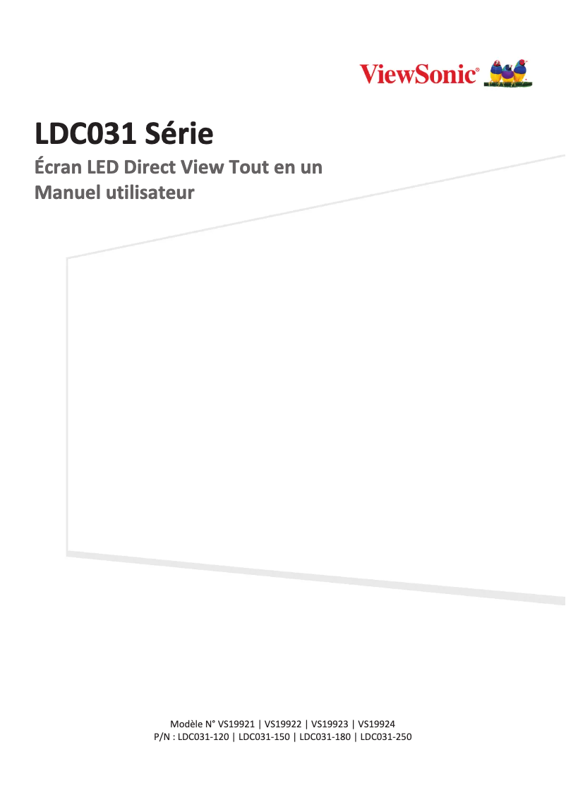 Page 1 de la notice Manuel utilisateur Viewsonic LDC031-120