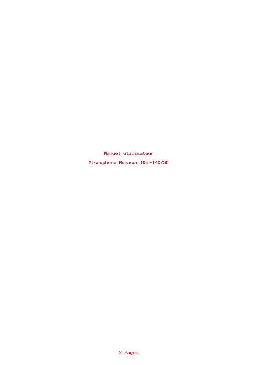 Page 1 de la notice Manuel utilisateur Monacor HSE-140/SK